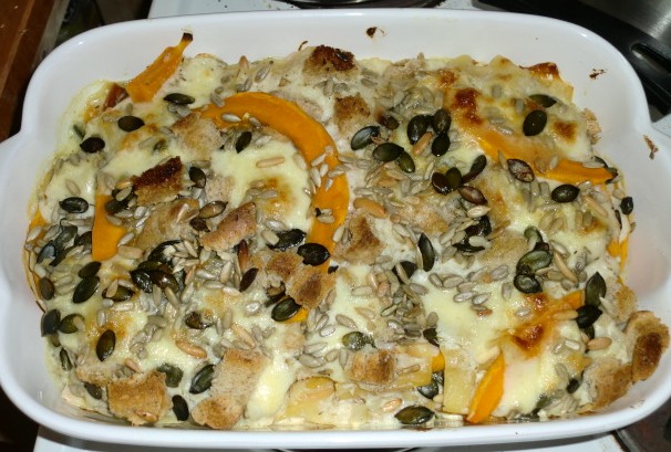 Rezept für Kürbis-Lasagne mit Sonnenblumenkernen