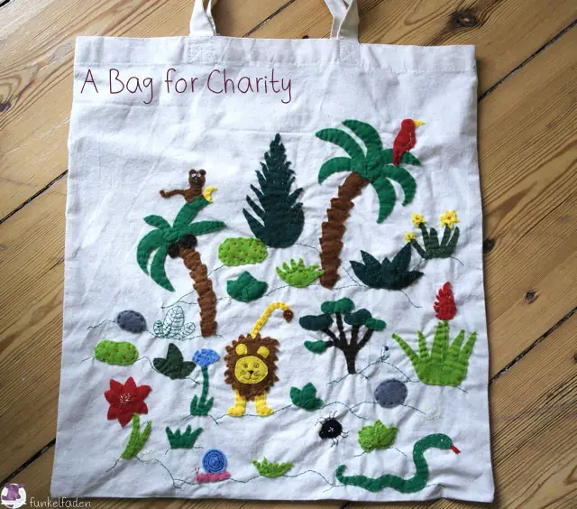 Bestickter Beutel mit Dschungel - Bag for Charity