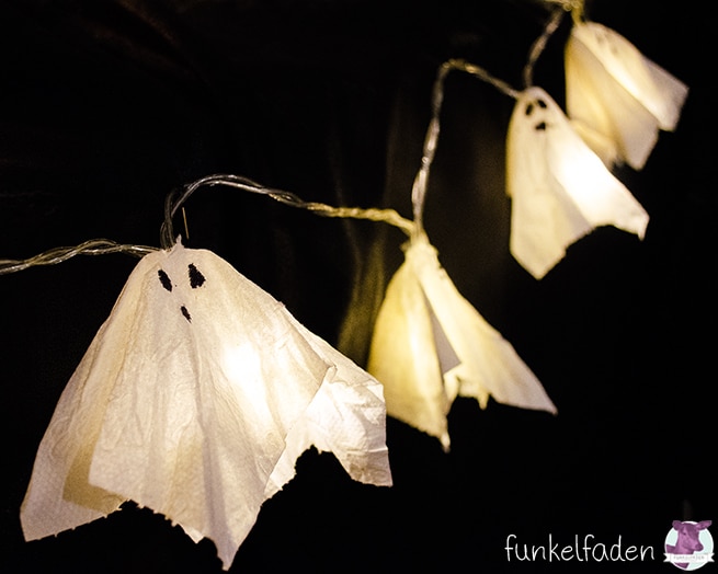 Halloween Deko Ideen zum selbermachen - Lichterkette mit Gespenstern