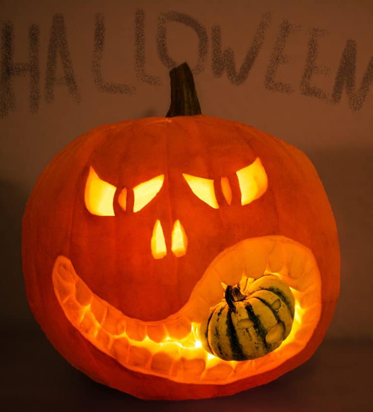 Halloween Kürbis Deko Aus Keramik - Gruselgesicht Für Garten & Haus