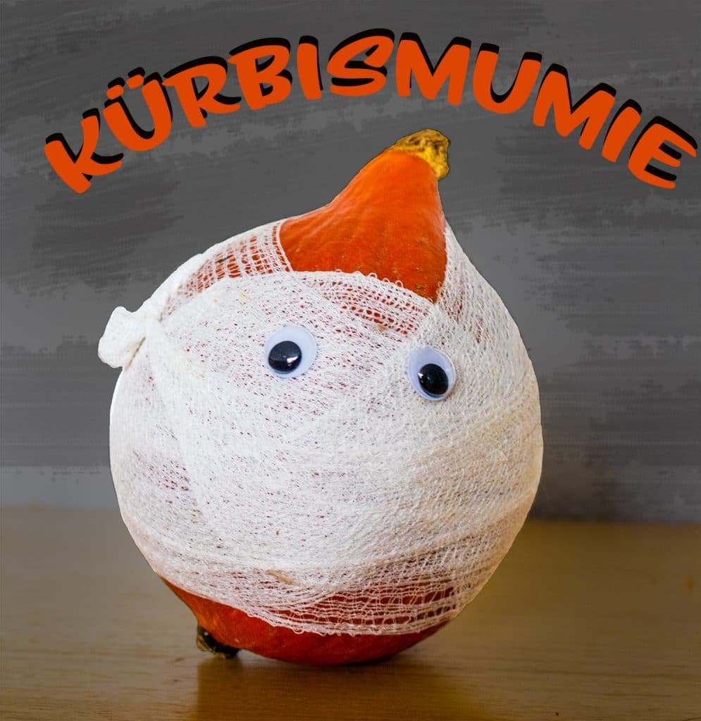Kürbis für Halloween machen - Kürbismumie