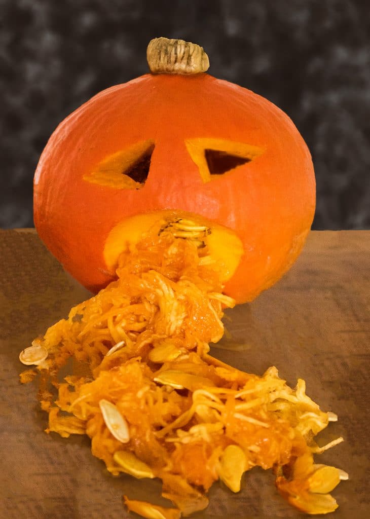 Kürbis für Halloween machen - Kotzender Kürbis