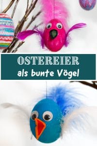 Ostereier mit Buntstiften oder Filzstiften bemalen 72 Vogel aus Ostereiern basteln