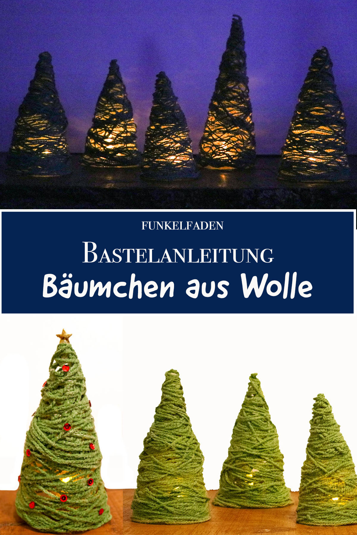 DIY - Weihnachtsbäume aus Wolle basteln 2