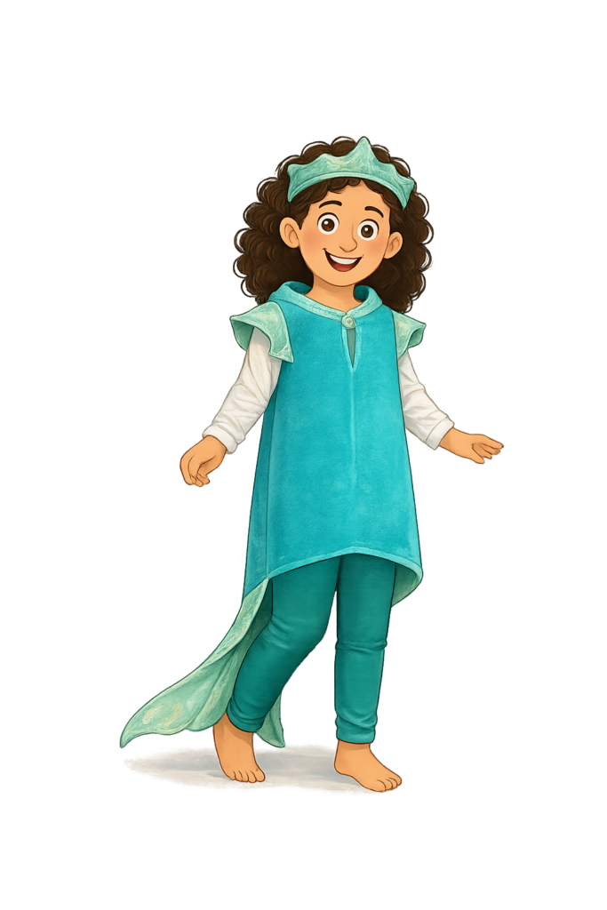 Kinderkostüm Meerjungfrau / Wassermann - Krone nähen 9 Meerjungfrau Kostüm Nähen Funkelfaden