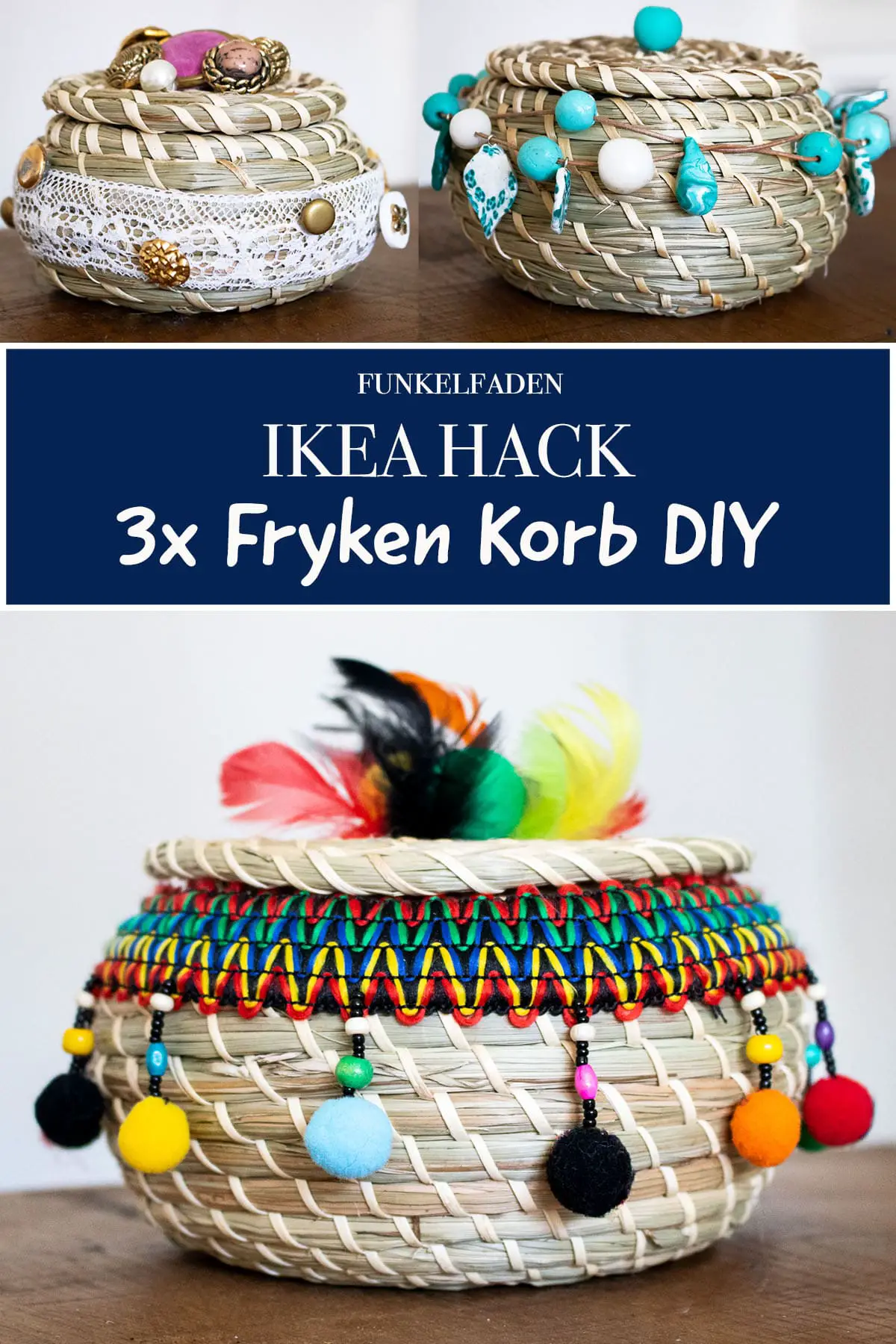 3x Fryken IKEA HACKa - Basteln mit Ikea Körben Boho Style