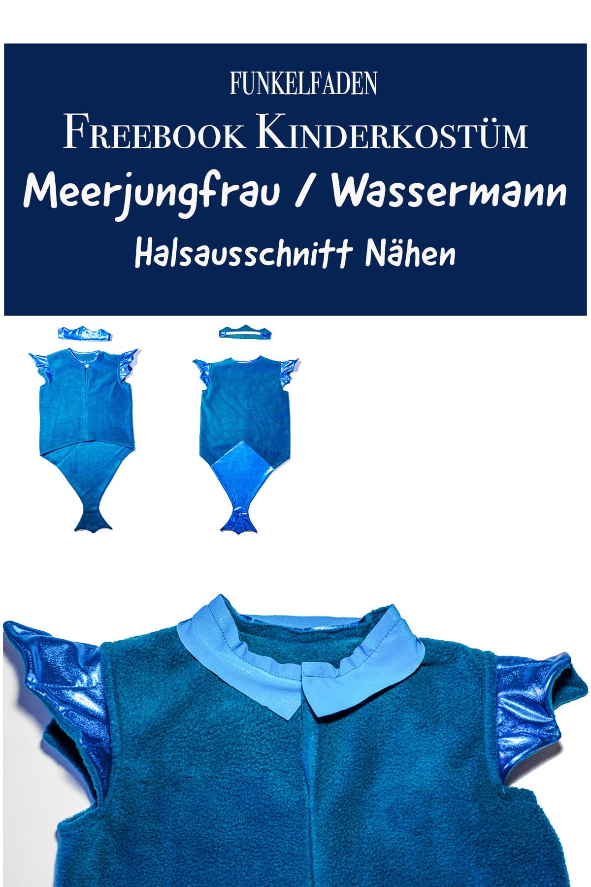 Kostenloses Schnittmuster Kinder Kostüm Meerjungfrau nähen Freebook
