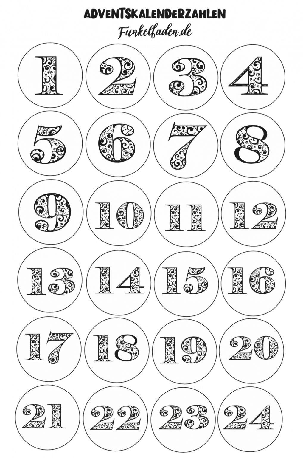  Freebie - Adventskalenderzahlen zum Ausdrucken - Kostenloser Download Motiv 