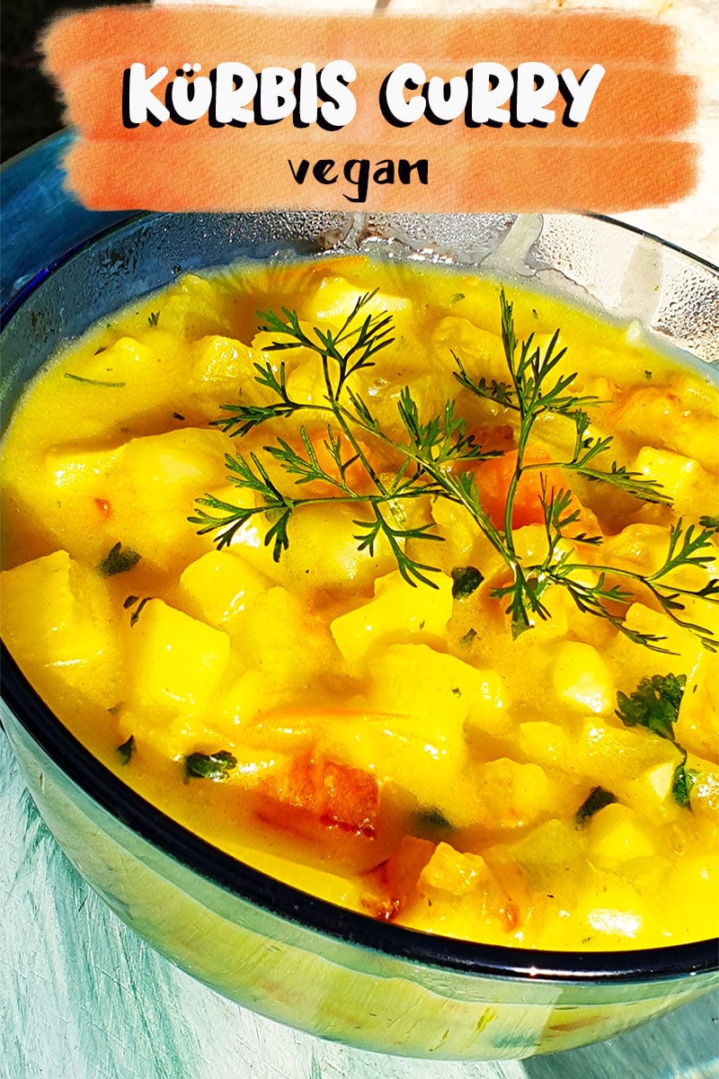 Rezept veganes Kürbis-Curry kochen schnell, einfach vegan + lecker