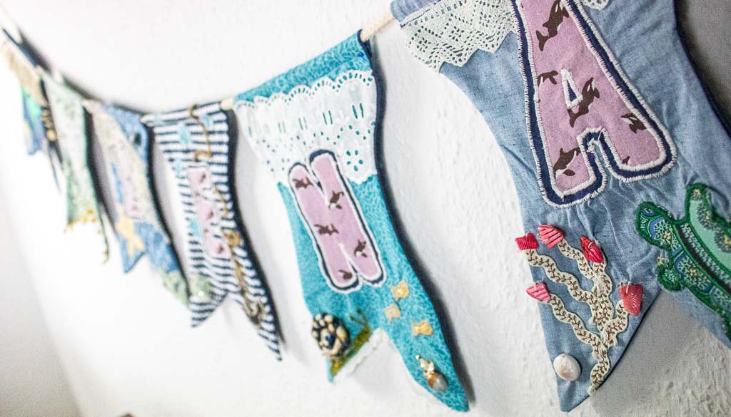 Babygeschenke nähen - Wimpelkette nähen mit gratis Vorlagen  zum Thema Wasser / Meerjungfrauen