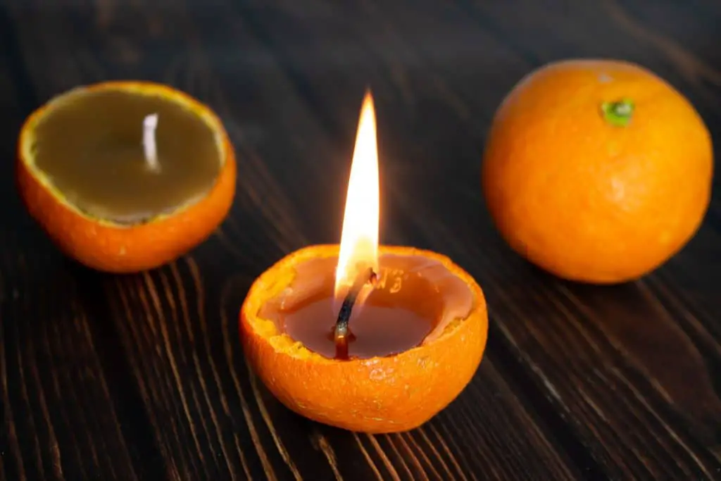 Anleitung Orangen Kerze selber machen 