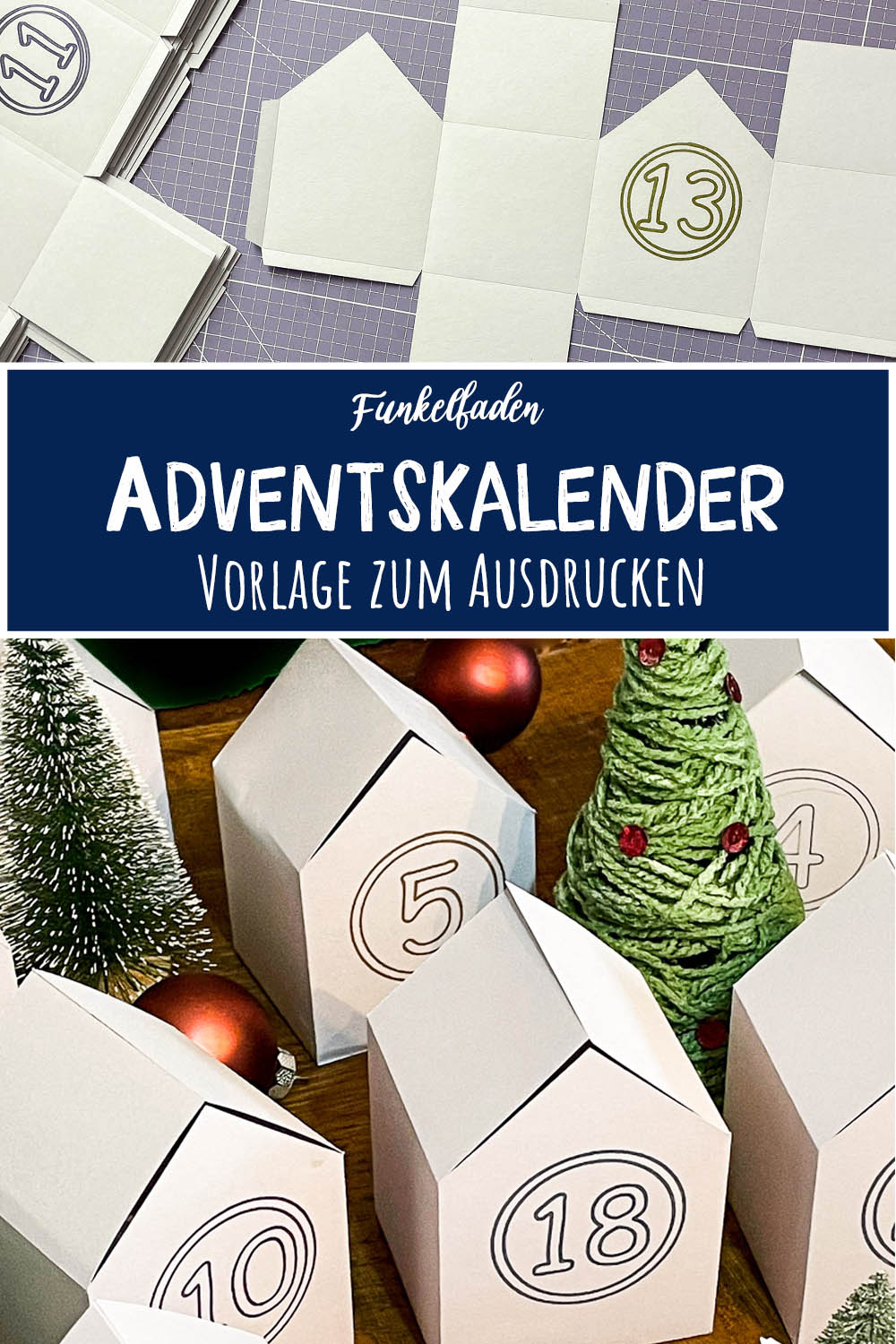 Häuschen Adventskalender basteln aus Papier - Funkelfaden