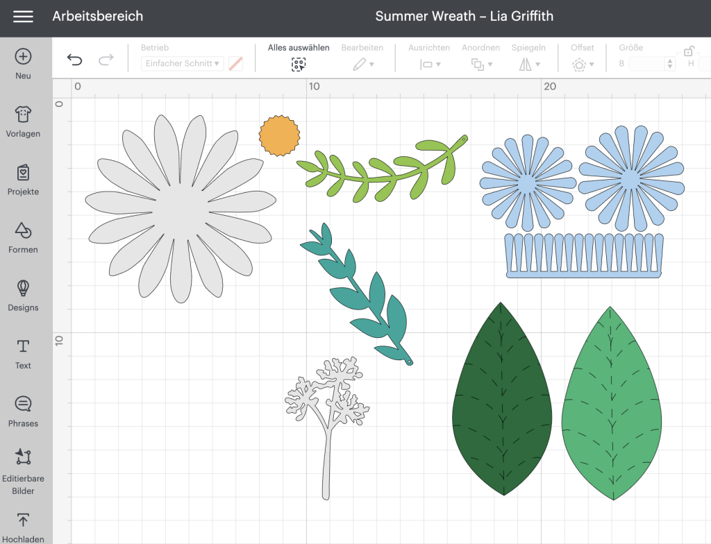Blumenkranz basteln aus Papier mit dem Plotter 65 Blumenkranz mit dem Plotter basteln