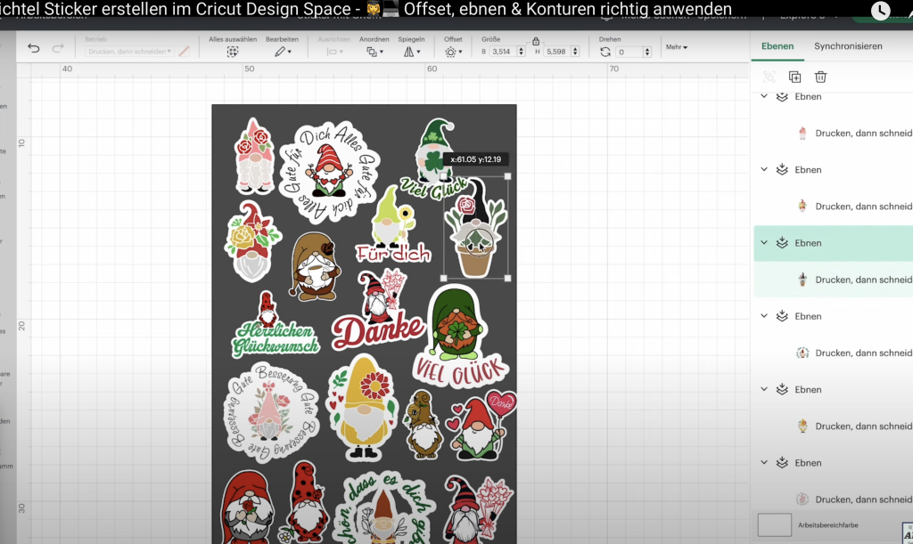Sticker erstellen im Cricut Design Space 79 platzsparend anordnen im Cricut Design Space