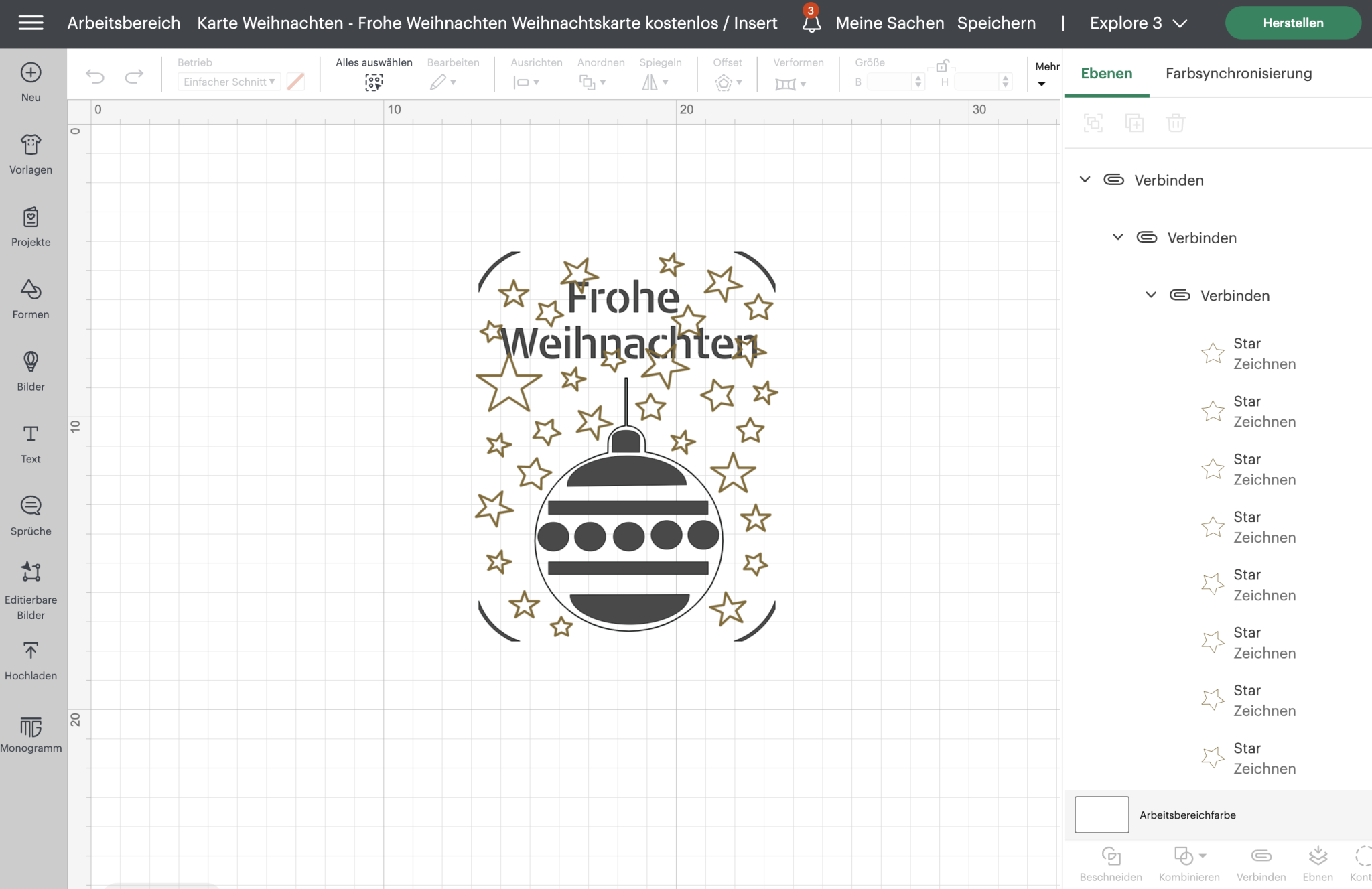 Kostenlos Karten gestalten im Cricut Design Space - Funkelfaden