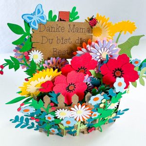 3D-Pop-Up-Muttertagskarte Mit Künstlerischen Blumen – Handgefertigt, Ohne Aufdruck Für Jeden Anlass