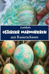 Ostereier mit Buntstiften oder Filzstiften bemalen 32 Ostereier marmorieren mit Rasierschaum