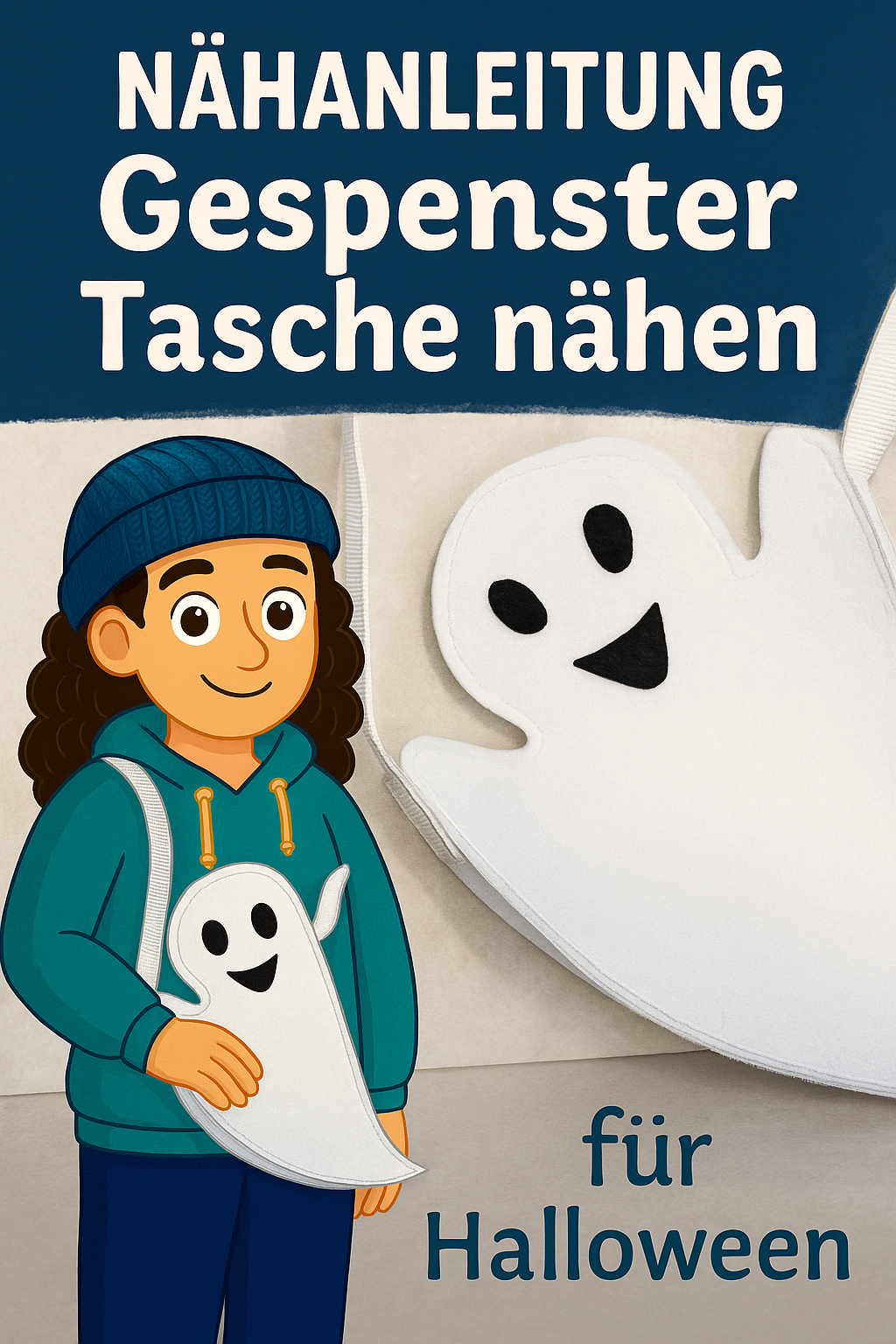 Halloween Tasche nähen - Anleitung Gespenst Berta 