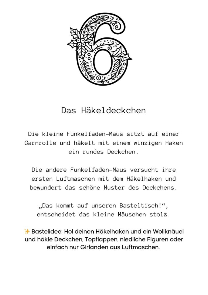 Funkelfaden Ausmal Adventskalender 2025 23 Ausmalbild für Weihnachten - gratis Druckvorlage Malbuch Weihnachten