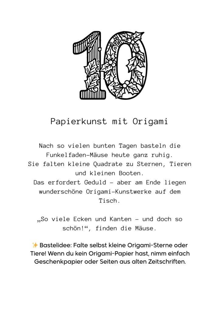 Funkelfaden Ausmal Adventskalender 2025 31 Ausmal Adventskalender zum Ausdrucken Druckvorlage Weihnachten