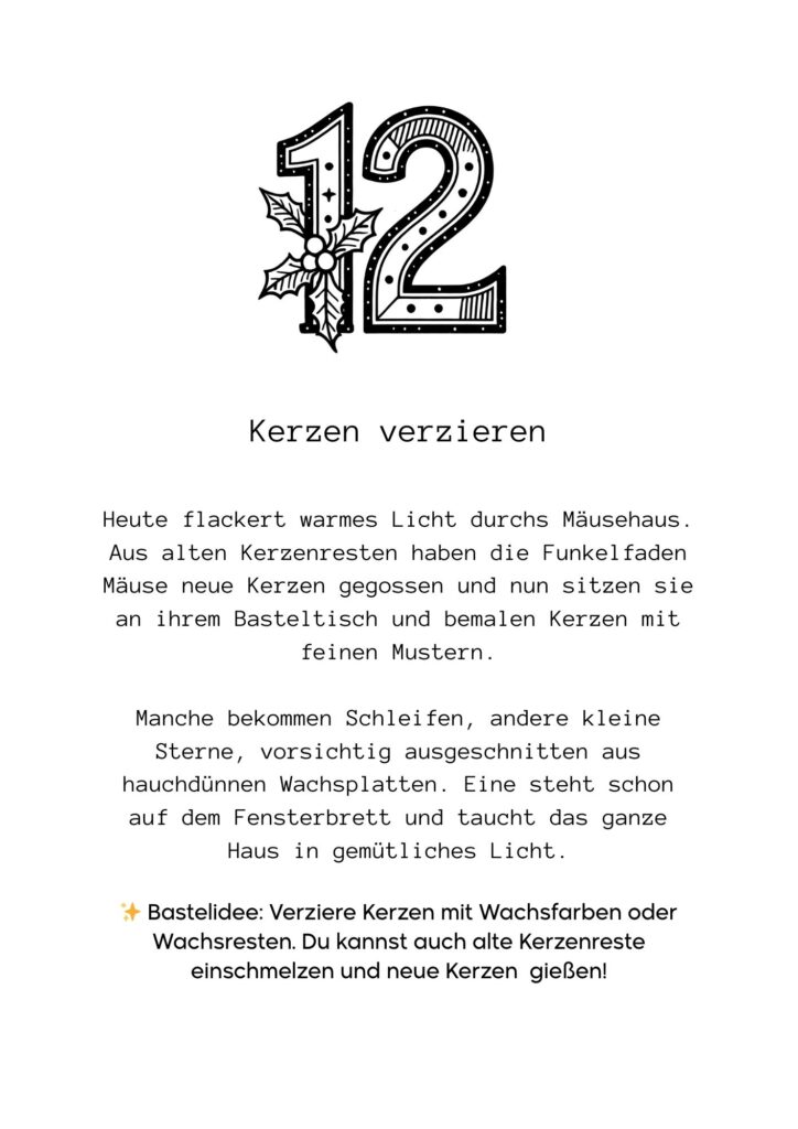 Funkelfaden Ausmal Adventskalender 2025 35 Ausmalbild für Weihnachten - gratis Druckvorlage Malbuch Weihnachten