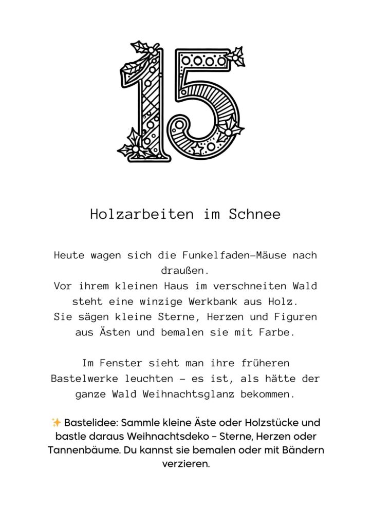 Funkelfaden Ausmal Adventskalender 2025 41 Ausmal Adventskalender zum Ausdrucken Druckvorlage Weihnachten
