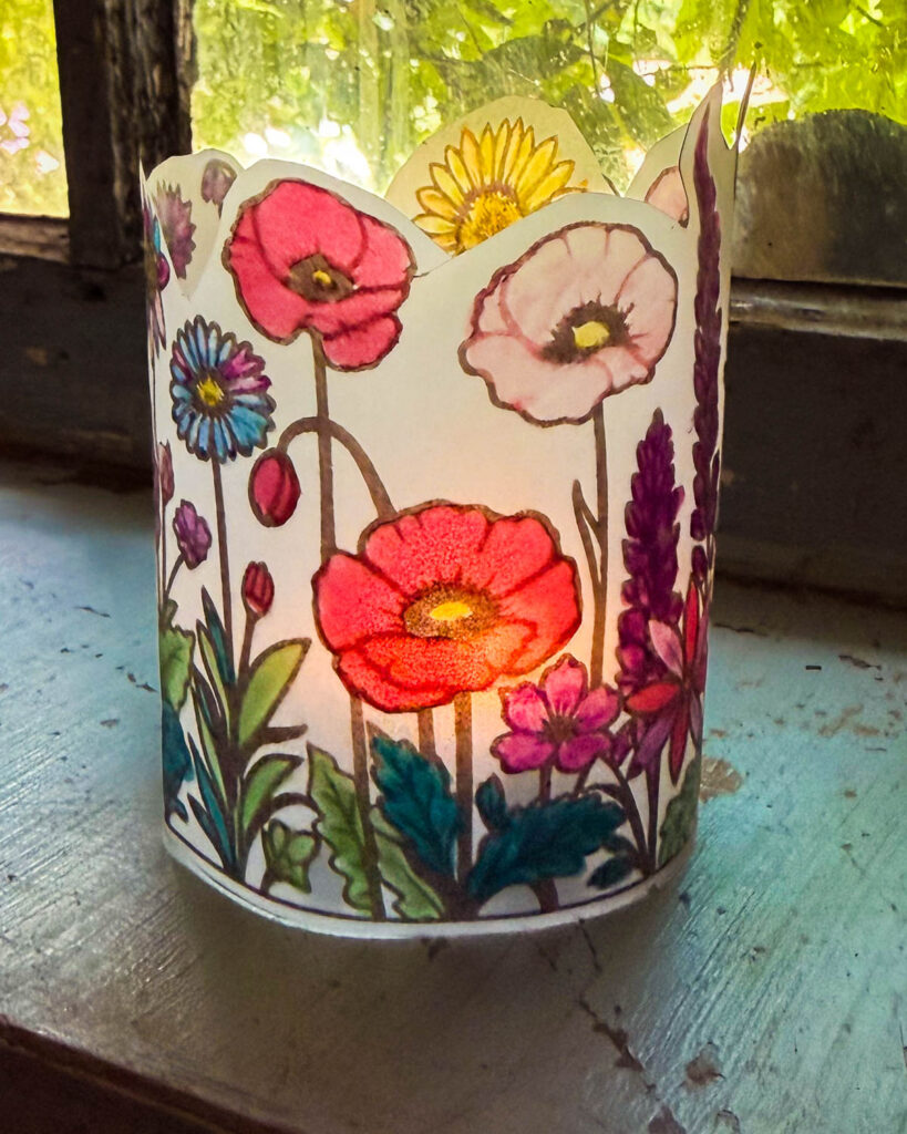 Funkelfaden Blumenwiese Licht Vorlage zum Ausdrucken Ausmalbild-7